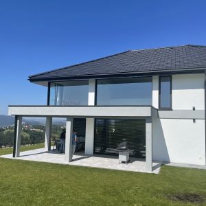 A modern house with large glazing