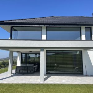 A modern house with large glazing