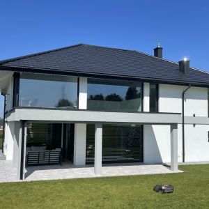 A modern house with large glazing